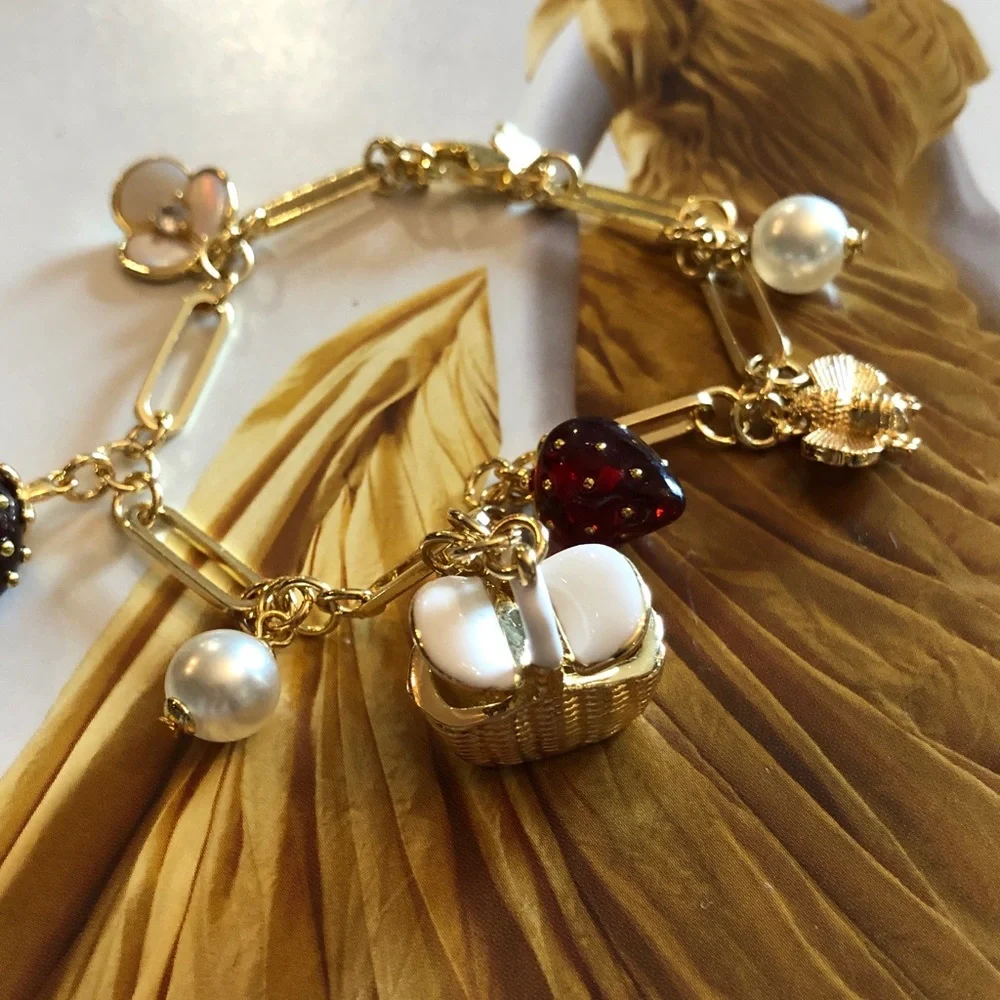 Authentic New with card kate spade Gold Strawberry Charm Bracelet - Picture 8 of 11